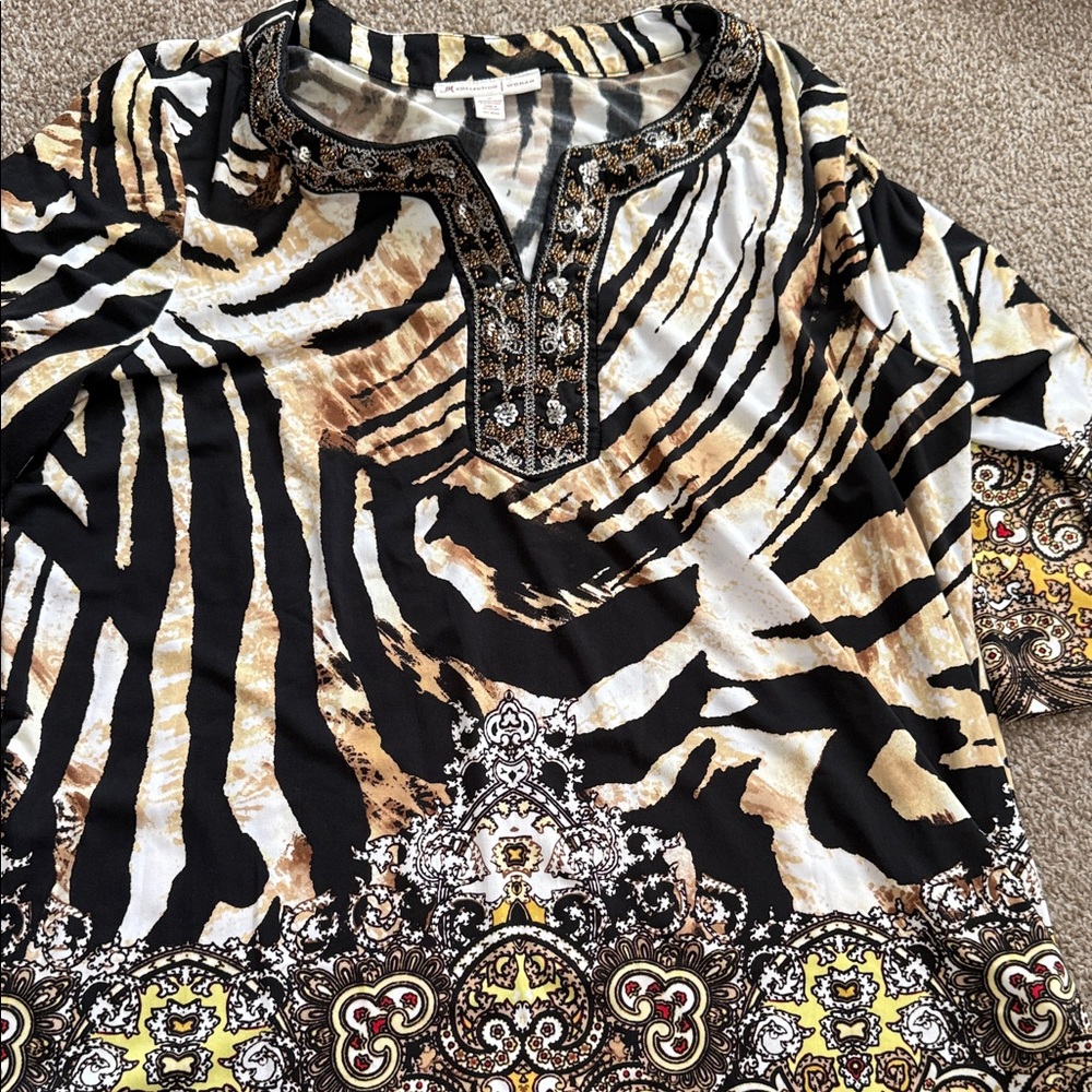 JM Collection Animal Print Blouse